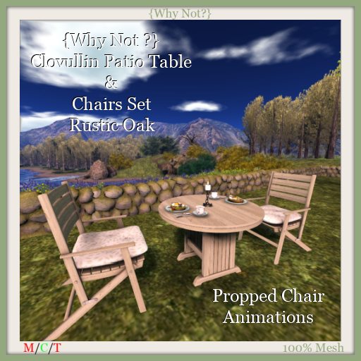 {Why Not ?} Clovullin Patio Table & Chairs Set Rustic Oak-Boxed