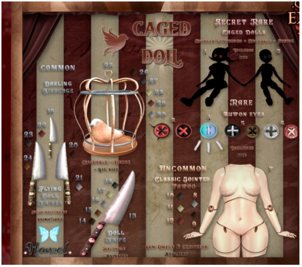 . Hanzel . Caged Doll / 3. Voucher Box RARE