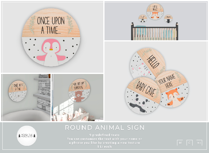 Ascandia // Round Animal Sign [Pink Penguim]