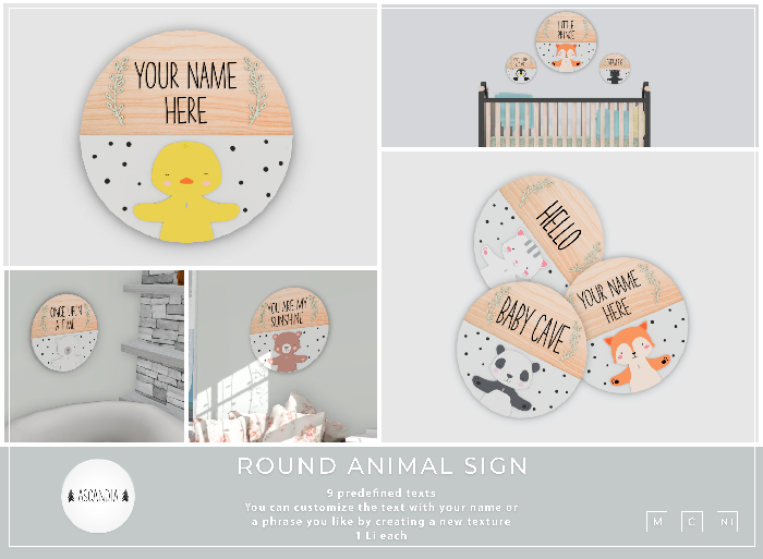 Ascandia // Round Animal Sign [Chick]