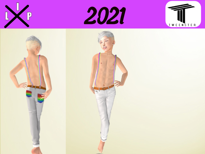 *LIP rainbow suspender pants