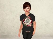 She-wolf-Wolf/Flowers-Ladies V-neck shirt