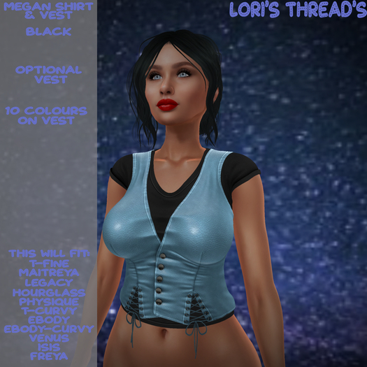 [L.T] Megan Shirt & Vest - Black (ADD ME)