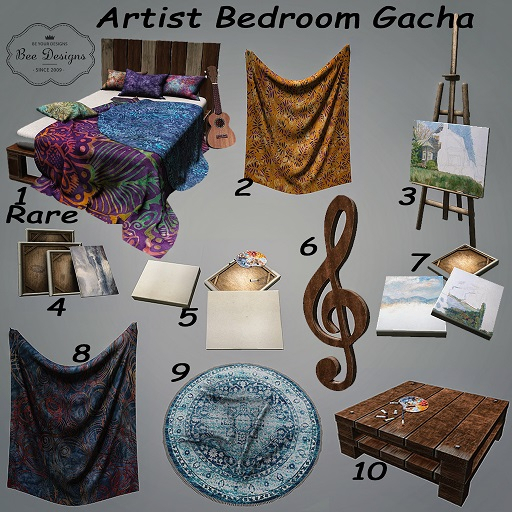 Bee designs Artist Bedroom Gacha 1 RARE