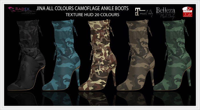 RADEX Mesh Jlina All Colours Camouflage Ankle Boots