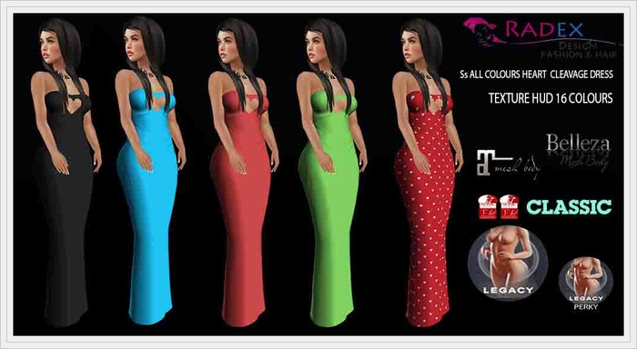 RADEX F 105 Mesh Ss All Colours Heart Cleavage Dress