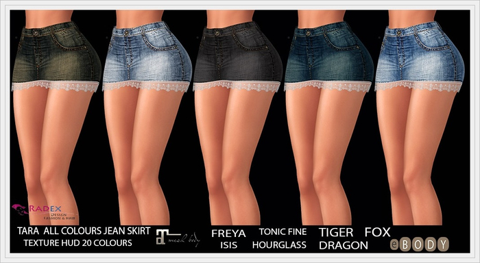 RADEX R-4 Mesh Tara All Colours Jean Skirt