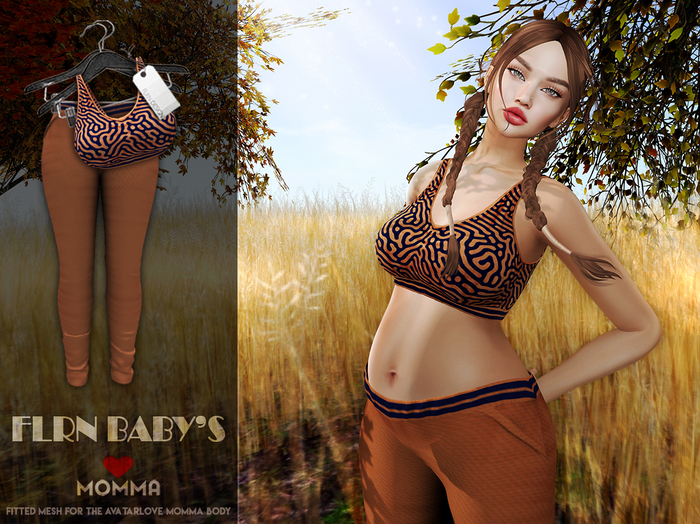 [FLRN DESIGN] - MOMMA PATTERN TOP&PANTS SET BROWN
