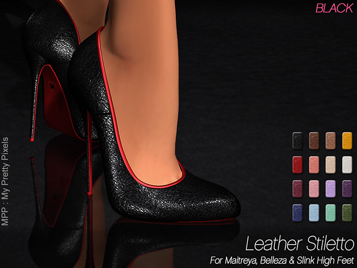 - MPP Mesh - Leather Stiletto - Black