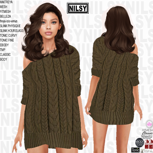 ASYMETRIC SHOULDER CABLE KNIT DRESS,ALL BODIES