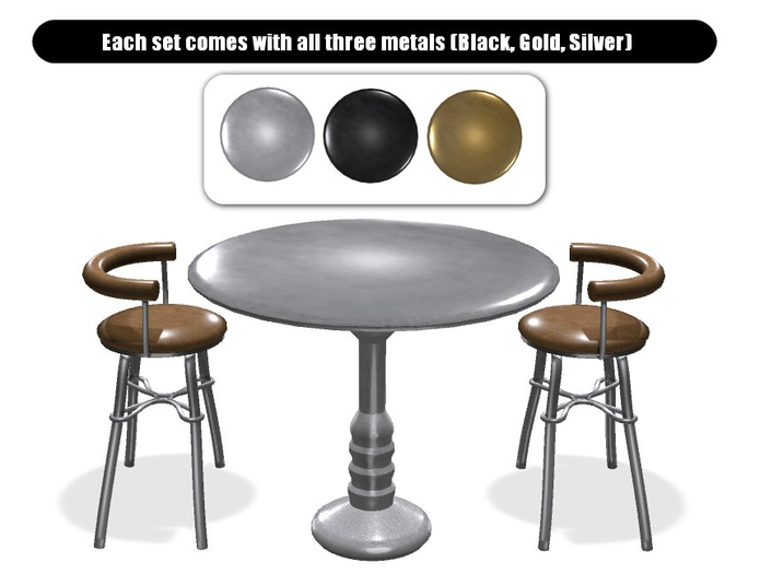Second Life Marketplace Retro Table Set Brown