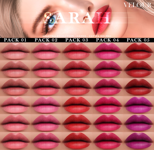 VELOUR: "Sarah" HD Lips - Pack 01 (Genus)