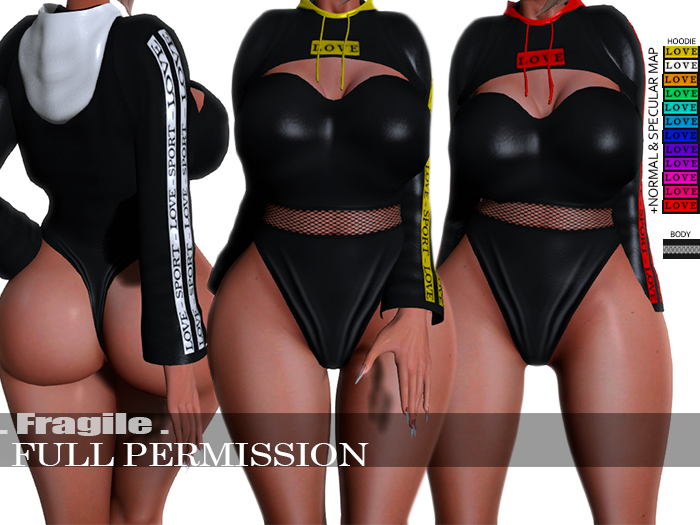 .Fragile. 13 Textures black for Short hoodie and bodysuit