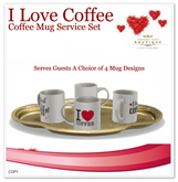 Service Tray of I LOVE COFFEE Mugs (BOXED)