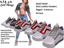 [CT] Leather Sneakers White/Red/Black - rigged - 4 textures - 7 sizes x 14 bodies