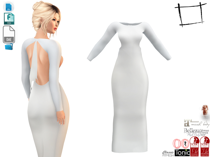 Dae Obj FBX For Backless Daring Dress Slink, Maitreya, Belleza, Tonic, Legacy, Voluptuous