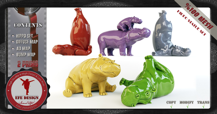 Hippo Statue Set Full Permission Efe Design