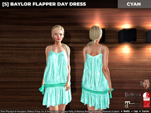 [S] Baylor Flapper Day Dress Cyan