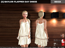 [S] Baylor Flapper Day Dress Beige