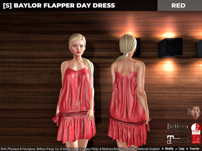 [S] Baylor Flapper Day Dress Red
