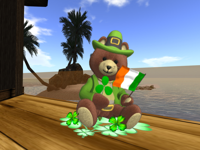 St. Patricks Flag Waving Bear Decor / Animated