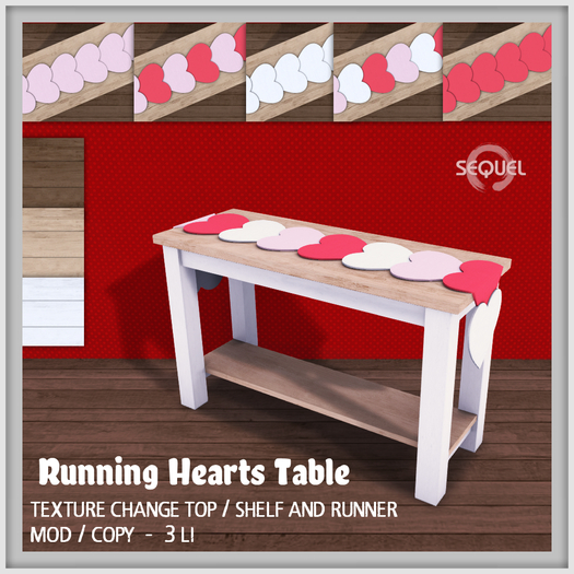 Sequel - Running Hearts Table - Valentine Decoration