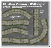 Stone Tile w Grass Path -Walkway