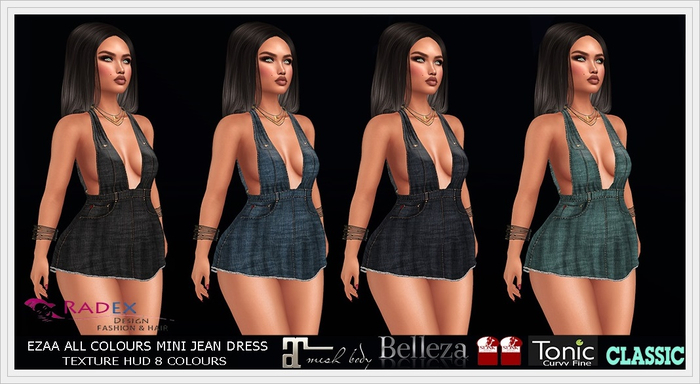 RADEX F 102 Mesh Ezaa All Colours Jean Mini Dress
