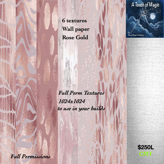 @***Full Perm Rose Gold wallpaper 512 textures-Box