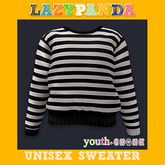  ♥ SALE ♥ LazyPanda - Unisex Sweater - Black/White Stripes - Youth ♥ SALE ♥