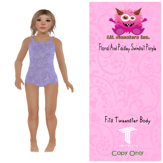 {~LMI~} Floral And Paisley Swimsuit Purple {TW} (Unpacker)