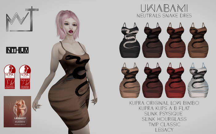 // UWABAMI // NEUTRALS Snake Dress FATPACK