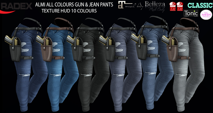 RADEX Mesh Almi All Colours Gun & Jean Pants