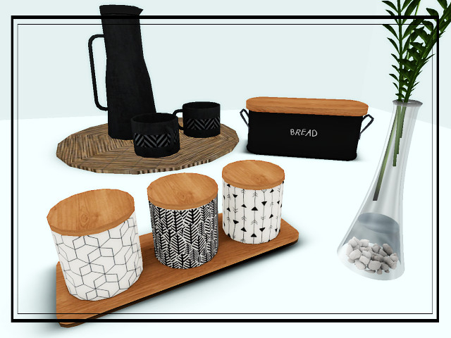 [AE] Home Decor - Hamptons Kitchen Decor Set - Black White
