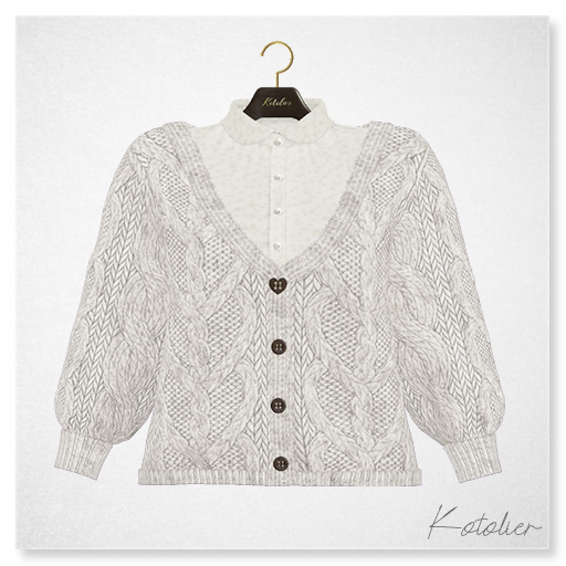 Kotolier . CableKnitCardigan -  white