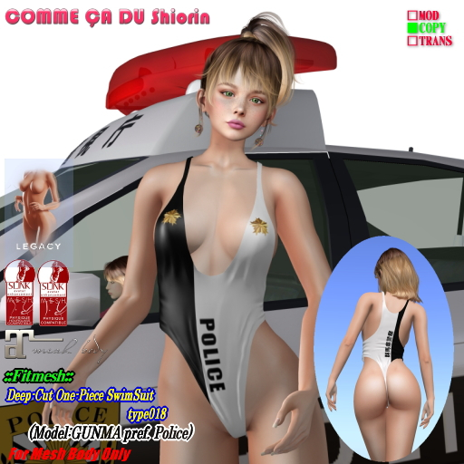 =CS= One-Piece Swimwear018 GUNMA Pref. POLICE B&W