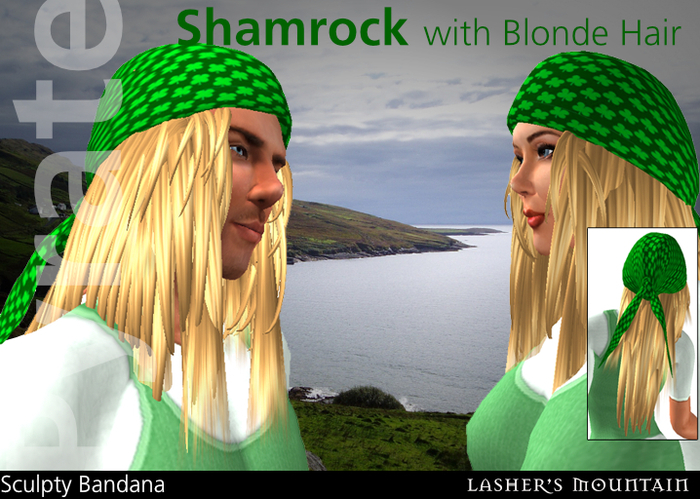 St Patricks 'Shamrock' BANDANNA with Pyrate Blonde Hair