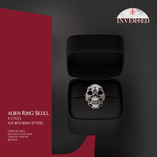 +INVERTED+ Alien Ring Skull -Bone-
