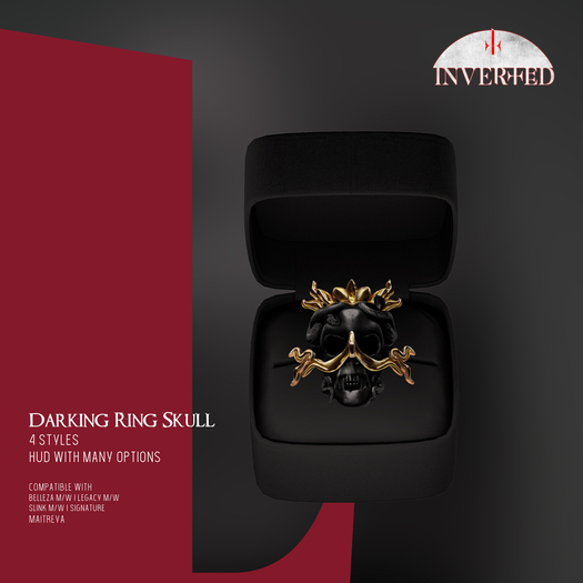+INVERTED+ Darking Ring Skull -Black-