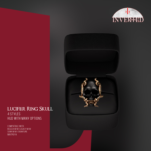 +INVERTED+ Lucifer Ring Skull -Black-