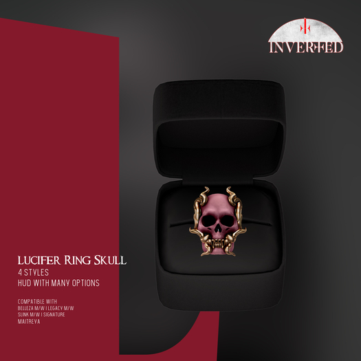 +INVERTED+ Lucifer Ring Skull -Pink-