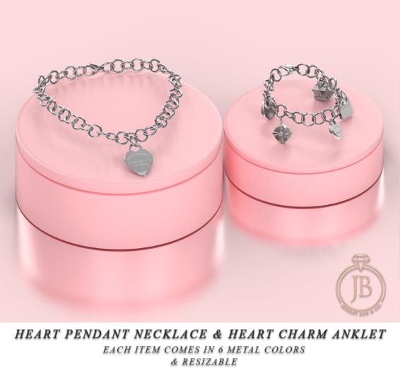 Jewelry Box & Co. // Heart Pendant Necklace - Platinum