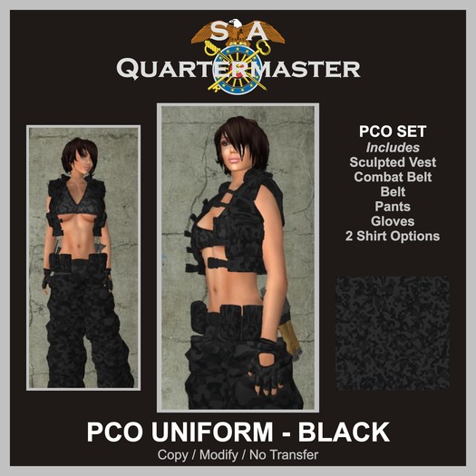 SAQ PCO COMBAT UNIFORM - BLACK