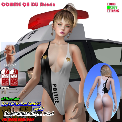 =CS= One-Piece Swimwear018 CHIBARAGI Pref. POLICE B&W