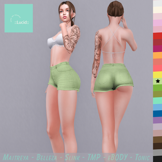 ::Lucid:: High Rise Shorts - Green Ash