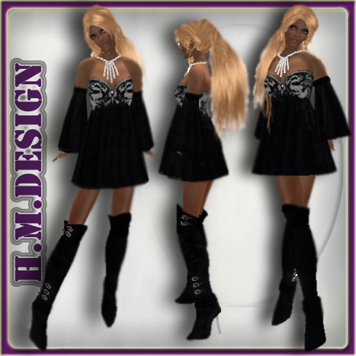 * H.M.Design * Sarina Black Dress / Overknees / Necklace