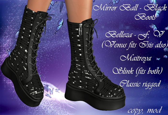 Mirror Ball Black Boots