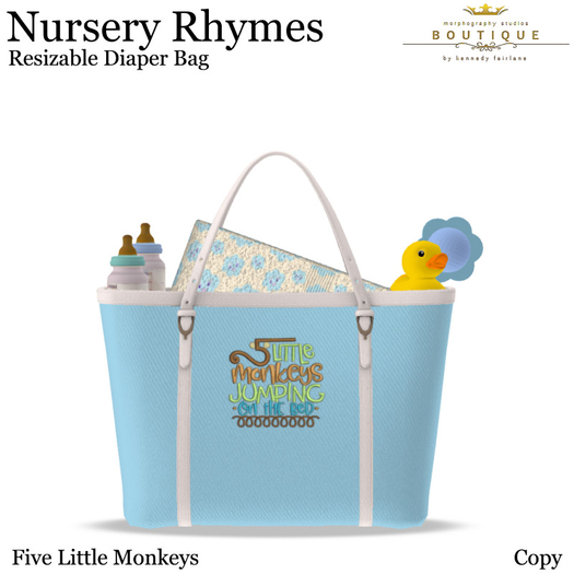 NURSERY RHYMES - Diaper Bag MONKEYS (Boxed)