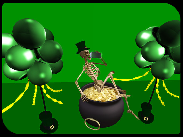 [AE] Home Decor - *SALE* Skelly on Pot of Gold with  Balloons