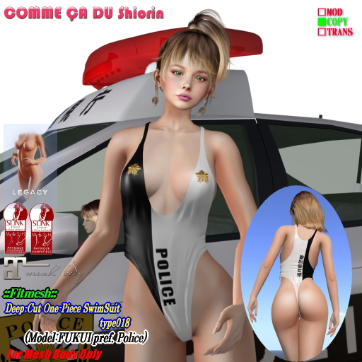 =CS= One-Piece Swimwear018 FUKUI Pref. POLICE B&W